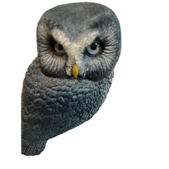 Whimsical Gray Resin Owl Figurine 4" Tall Cabincore Woodland Animal Decor - Picture 4 of 4